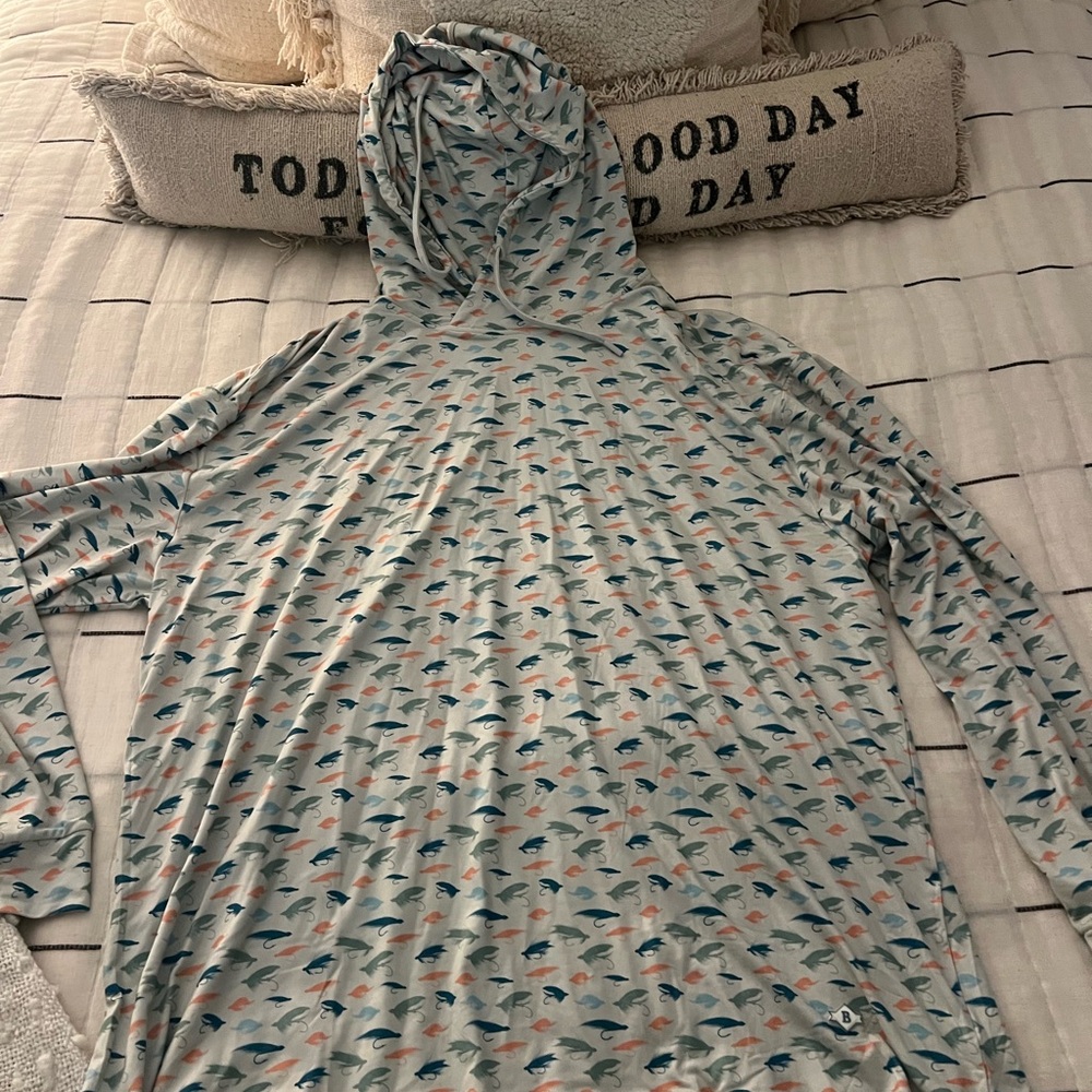 BURLEBO Gray and Blue Relaxed Hooded Sweatshirt